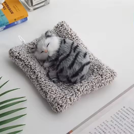 Cute Sleeping Cat Plush Toy with Meow Sound