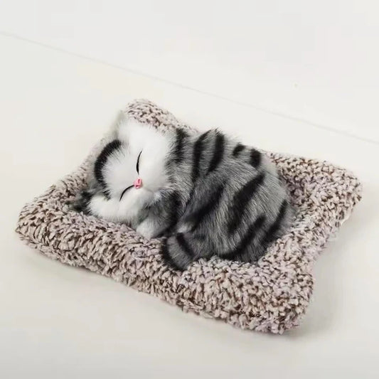 Cute Sleeping Cat Plush Toy with Meow Sound