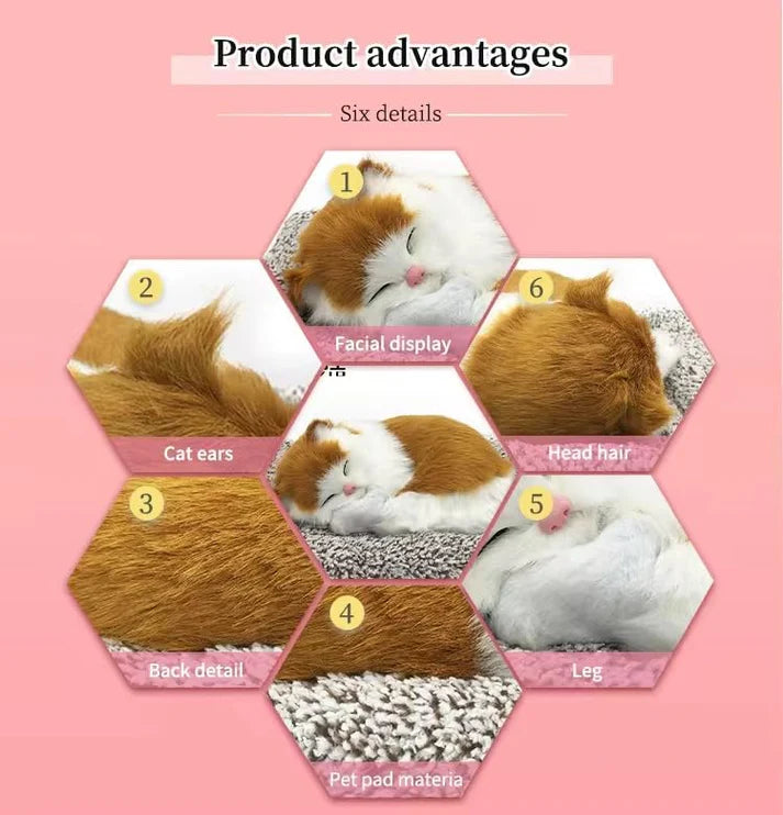 Cute Sleeping Cat Plush Toy with Meow Sound
