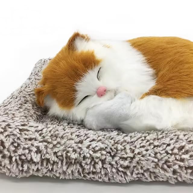 Cute Sleeping Cat Plush Toy with Meow Sound