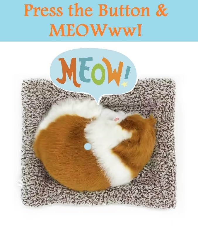 Cute Sleeping Cat Plush Toy with Meow Sound