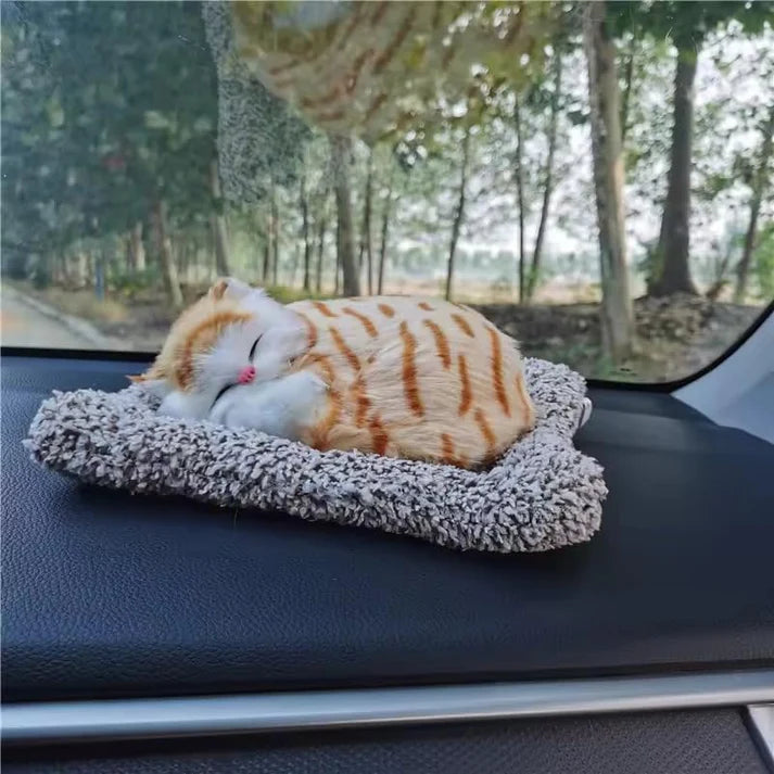 Cute Sleeping Cat Plush Toy with Meow Sound