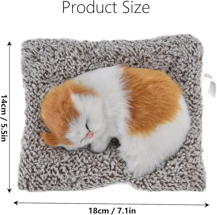 Cute Sleeping Cat Plush Toy with Meow Sound