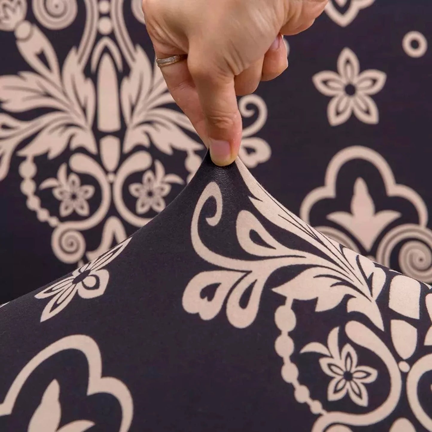 Trendize Exclusive Stretchable Sofa Cover - Black Brocade
