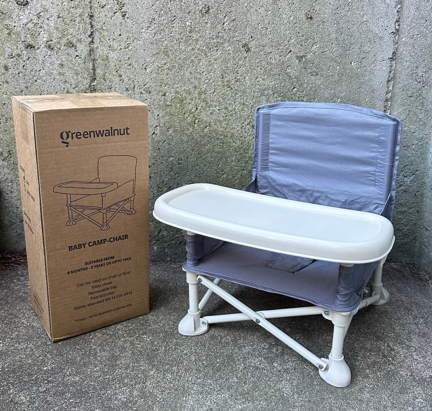 Portable Baby Chair | Camp Chair With Removable Tray (Grey)