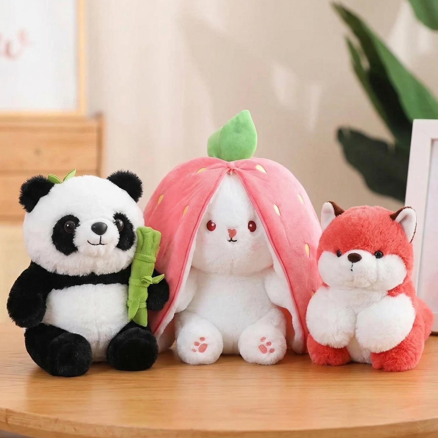 Cute Fox Wrist plush| BUNNY RABBIT| Bamboo-tube Panda Set of 3