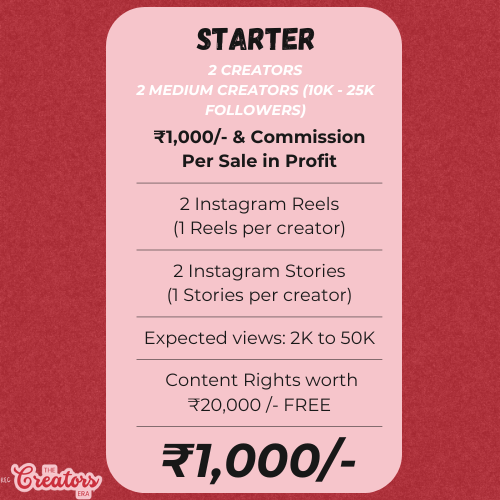 Starter Plan! 2 Medium creators (10K to 15K Followers)